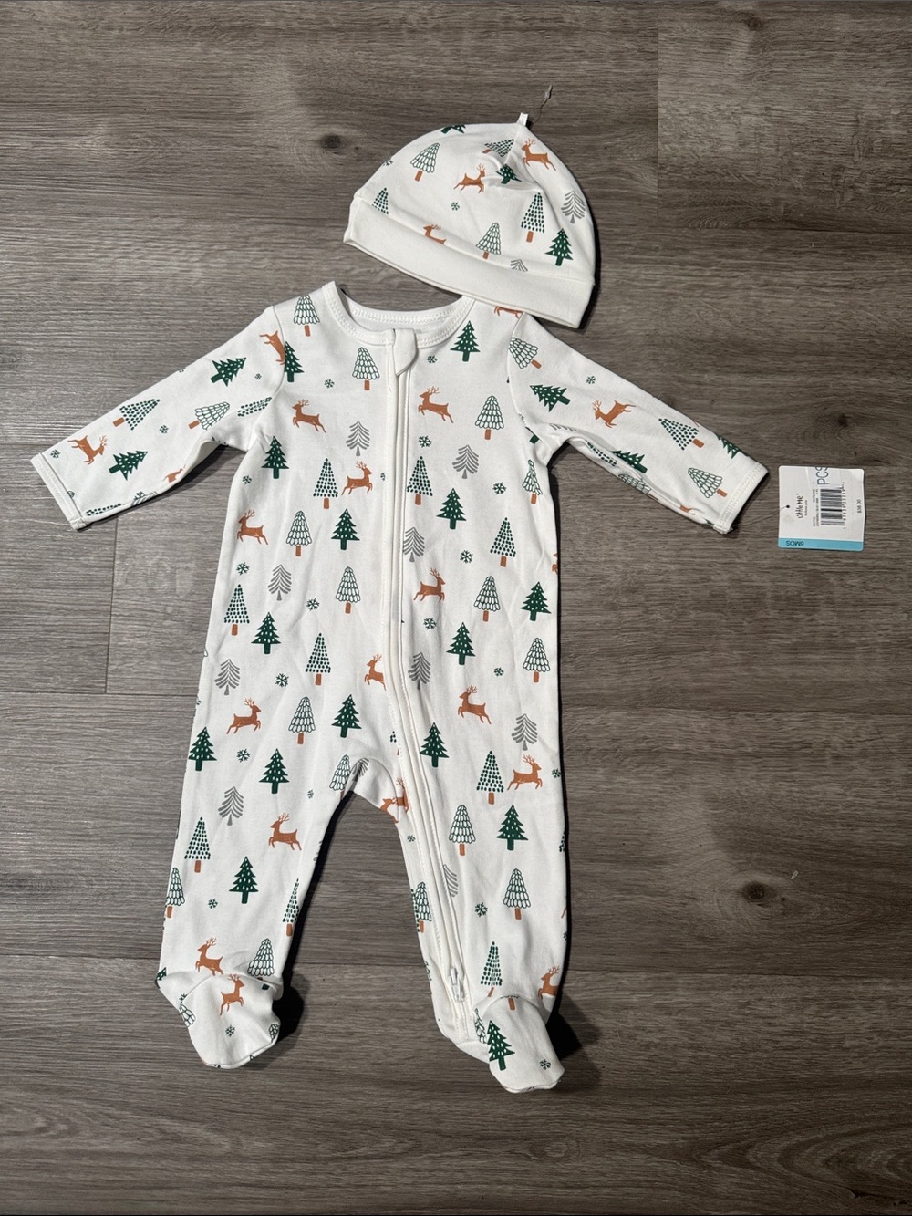 Little Me Footie Pajama + Hat 100% Pima Cotton